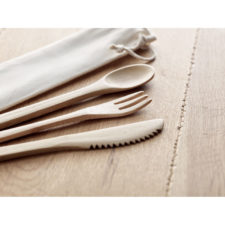 Tris Posate In Legno Di Bamboo
