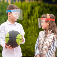 VISIERA PROTETTIVA IN R-PET E CARTONE PER BIMBI/RAGAZZI