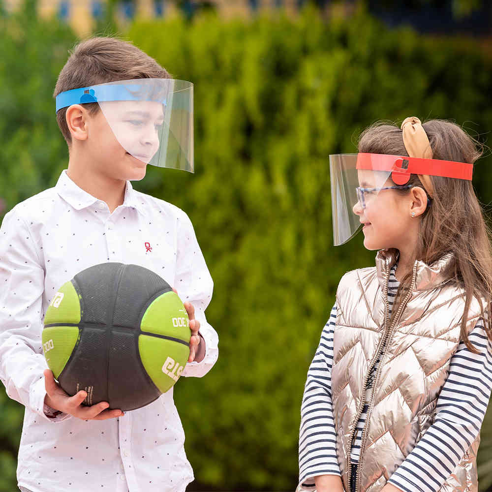 VISIERA PROTETTIVA IN R-PET E CARTONE PER BIMBI/RAGAZZI