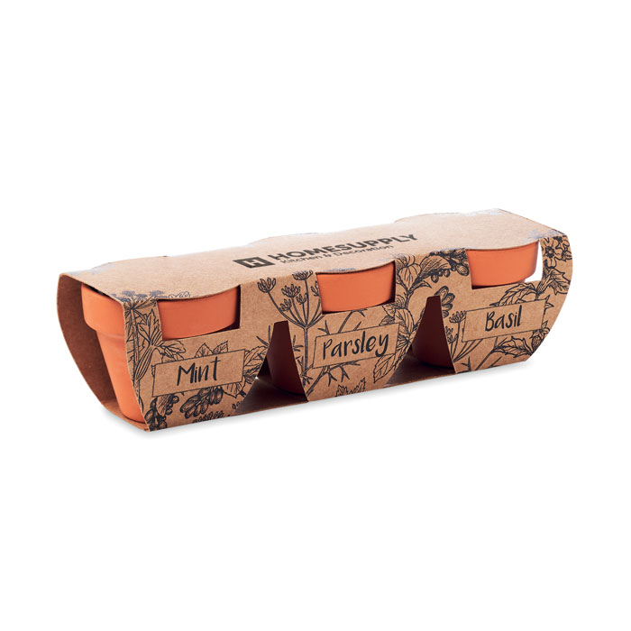 ORTOMIO set di tre vasi in terracotta con basilico/menta/prezzemolo - immagine 3