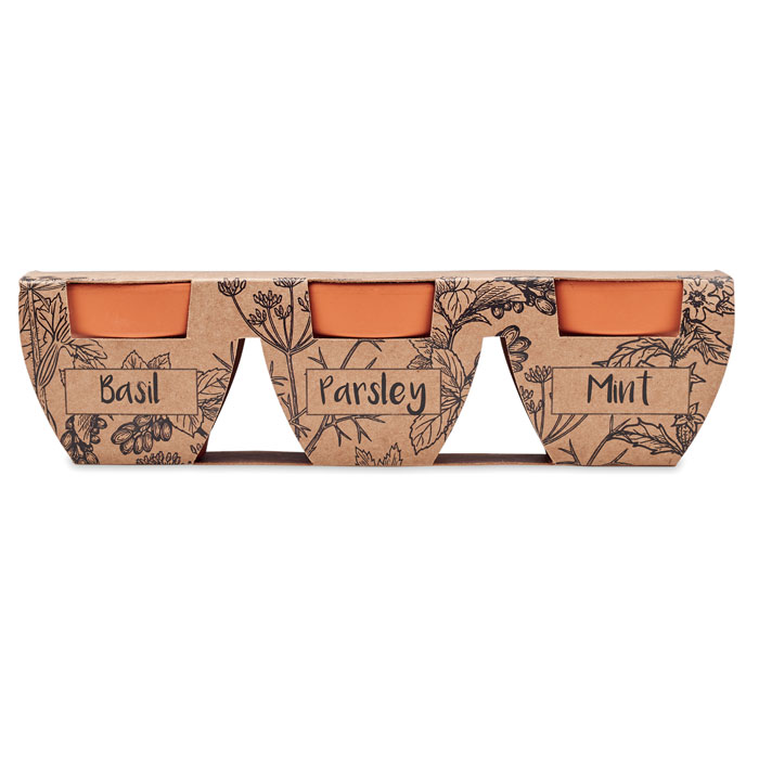 ORTOMIO set di tre vasi in terracotta con basilico/menta/prezzemolo - immagine 4