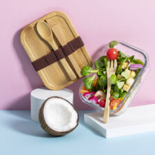 PORTA PRANZO VETRO E BAMBOO