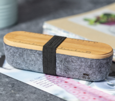 Eco Feltro Astuccio Con Coperchio In Bamboo Porta Cellulare