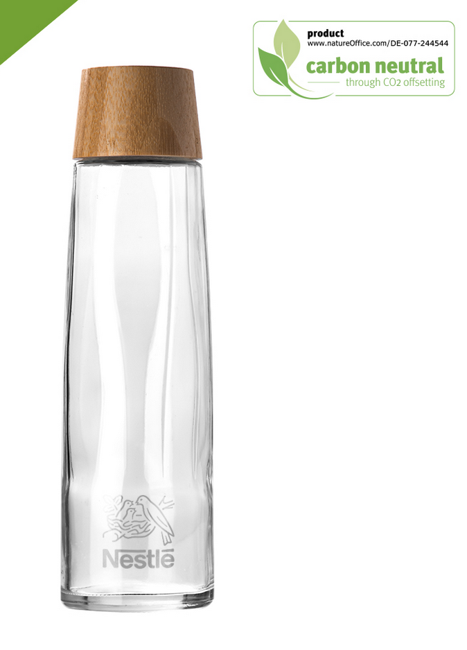 Borraccia in vetro riciclato e tappo in bamboo