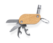 Portachiavi Multiutensile In Acciaio Inossidabile E Legno