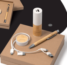 Set Regalo Con Power Bank, Cavo E Penna