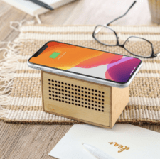 Speaker E Caricatore Wireless In Bambù E Cornice In Cartoncino FSC