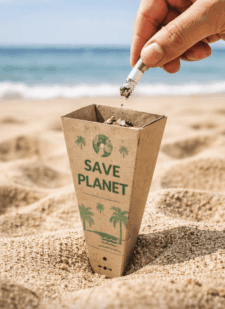 Posacenere Da Spiaggia In Cartone Personalizzato 100% Bio | Gadget Ecologico Riciclabile Per Eventi E Stabilimenti Balneari