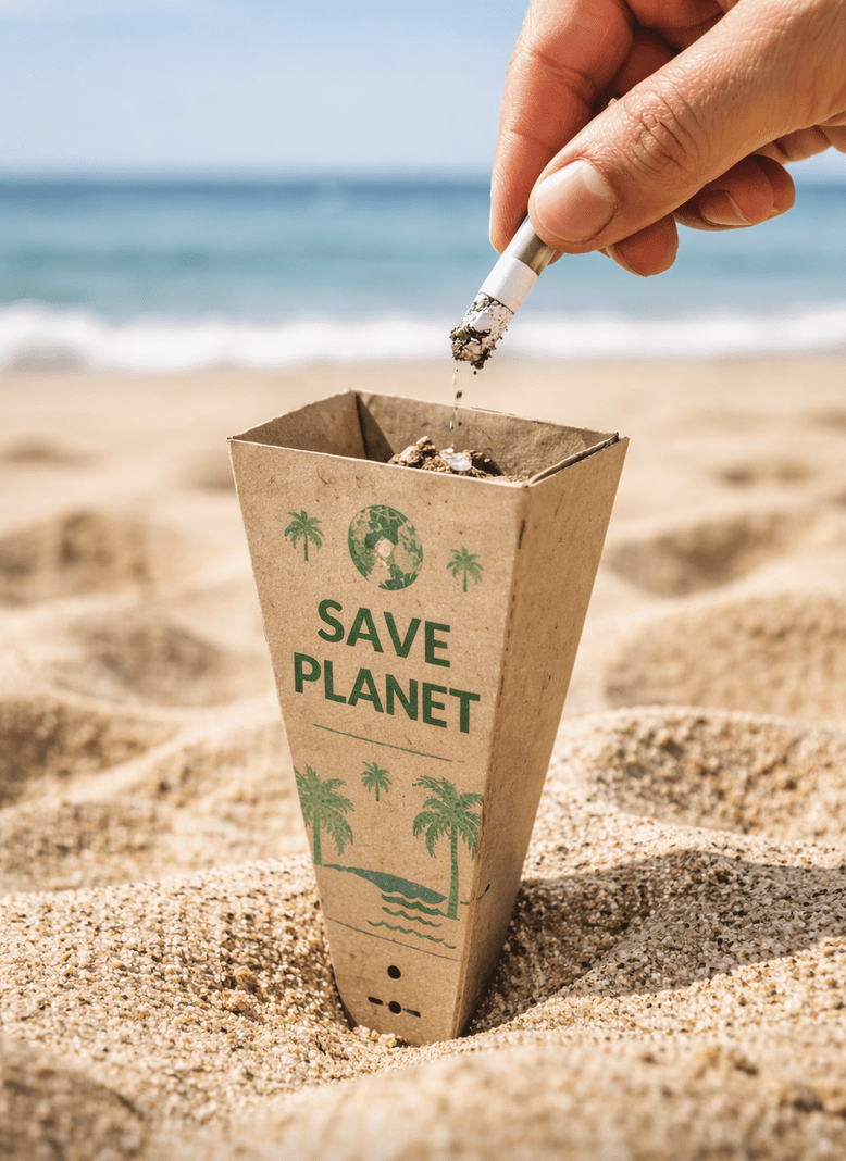 Posacenere da Spiaggia in Cartone Personalizzato 100% Bio | Gadget Ecologico Riciclabile per Eventi e Stabilimenti Balneari