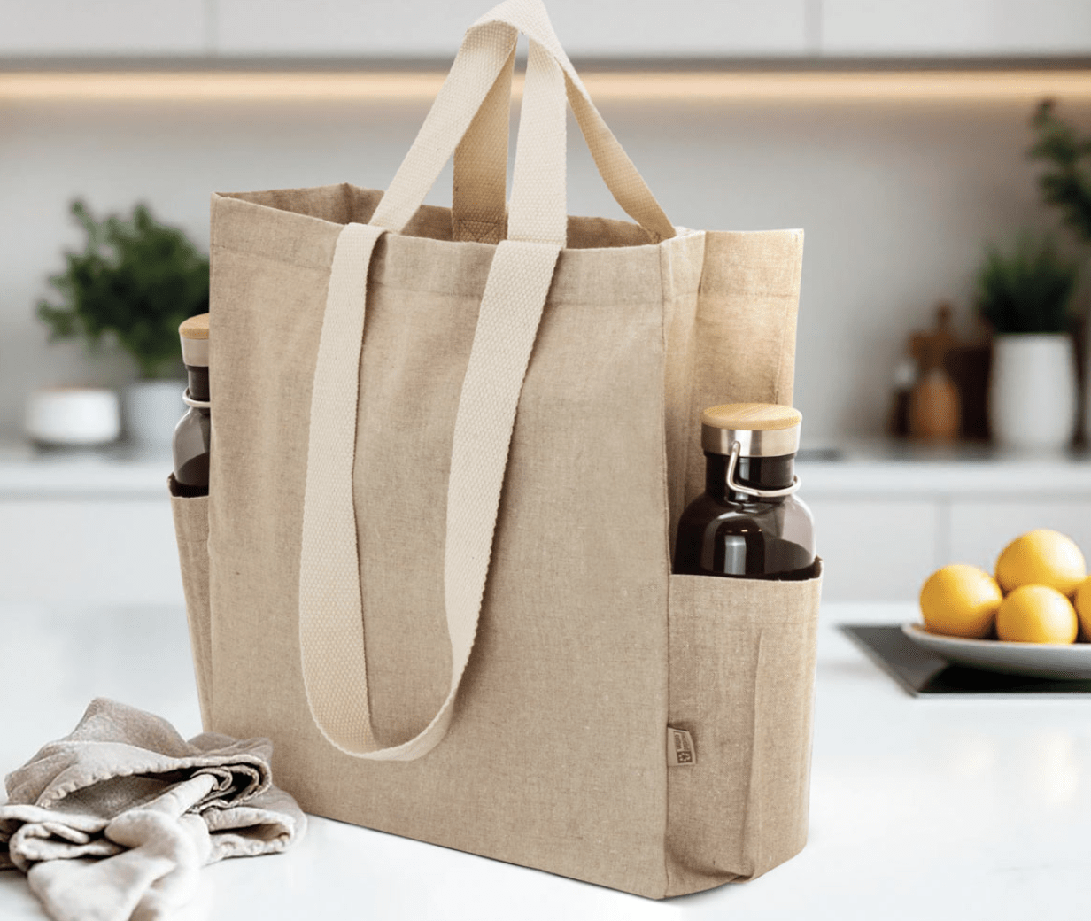 Borsa double in cotone riciclato