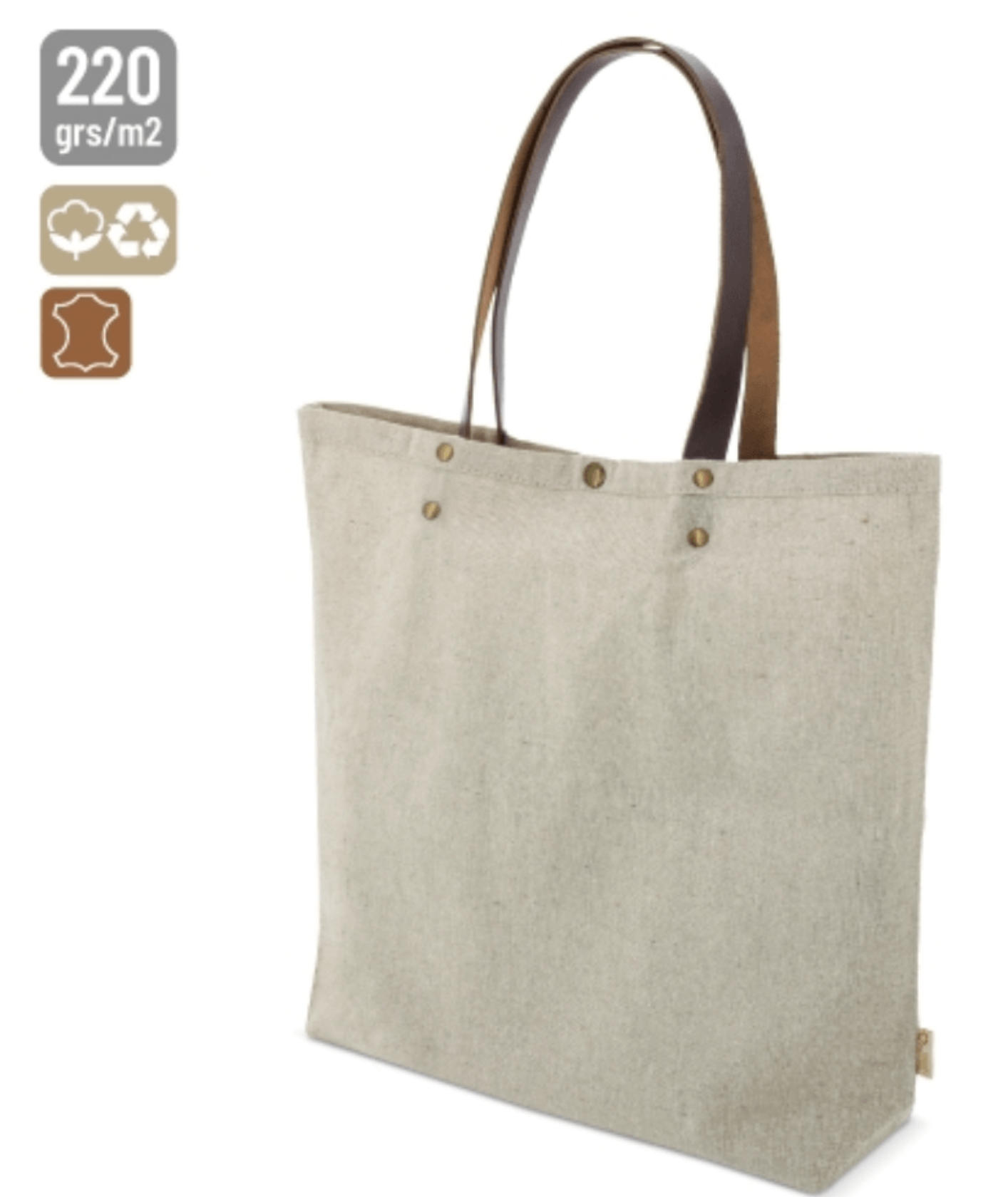 Borsa in cotone canvas riciclato manici in ecopelle - immagine 2