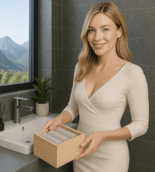 Set 4 Asciugamani In 300 G/m² Cassetta Di Legno