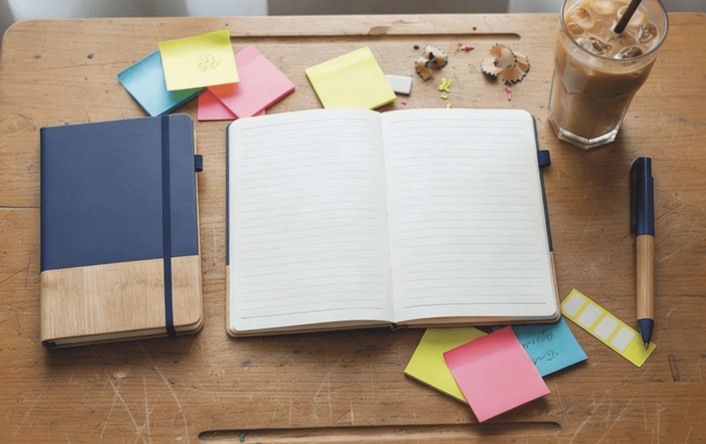 Block notes con penna ecosotenibile in scatola kraft
