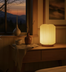Lampada A Led In Carta E Legno