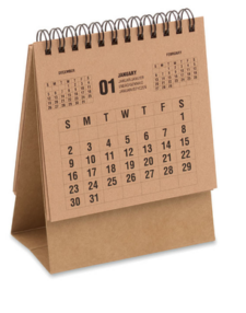 Calendario Settimanale Da Tavolo Di 4 Anni In Carta Kraft. 7 Lingue